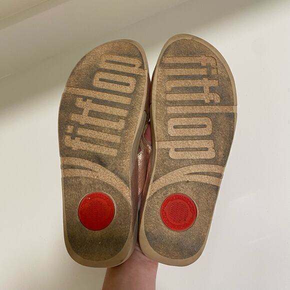 FitFlop Lulu Cross Slide Sandals Rose Gold‎ Size 10 - Picture 5 of 7